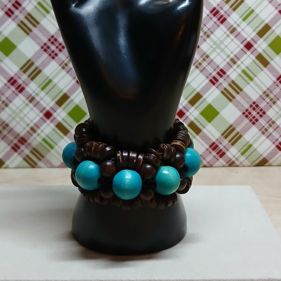 Hand Crafted Wooden Boho Beaded Stretchy Bracelet Fashion Costume Jewelry #37 - Picture 4 of 11